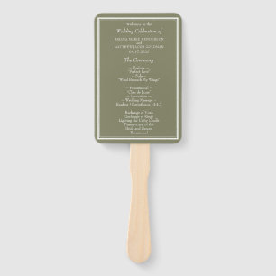 Modern Minimalist Green Wedding Program Hand Fan