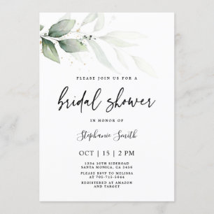 Modern minimalist Greenery Bridal Shower Invitation