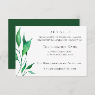 Modern Minimalist Greenery Wedding Details Invitation