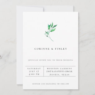 Modern Minimalist Greenery Wedding Invitation