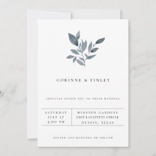 Modern Minimalist Greenery Wedding Invitation
