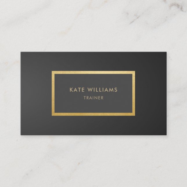 Modern Minimalist Grey Black Gradient Gold Luxury Business Card (Front)
