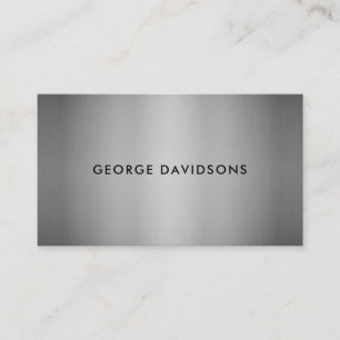 Modern minimalist grey brushed metal professional business card