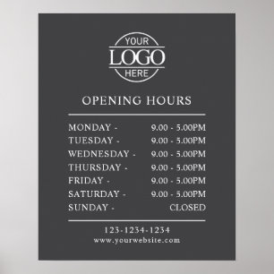 Modern Minimalist Grey   Business Opening Hours Poster
