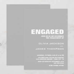 Modern Minimalist Grey Engagement Party Invitation
