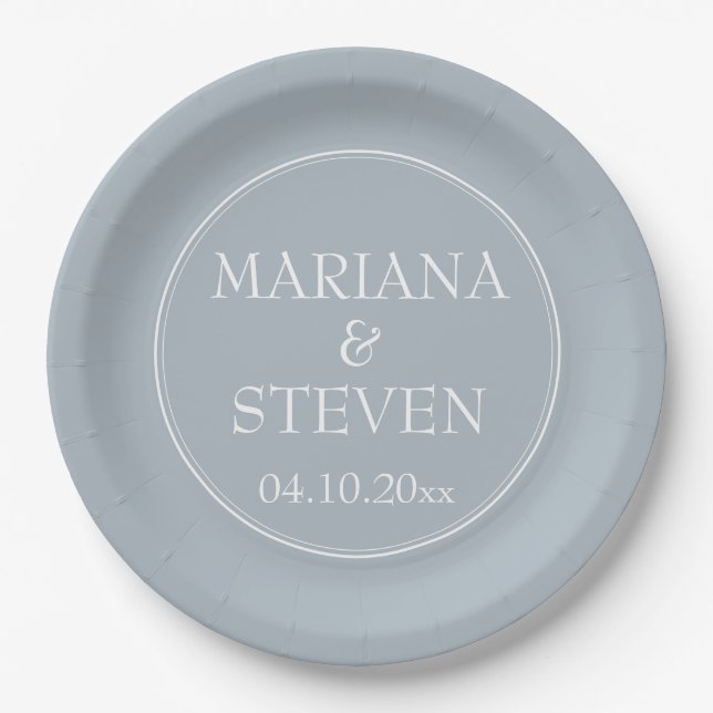 Modern Minimalist Grey Grey Paper Plate (Front)