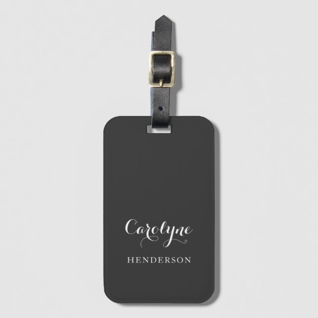 Modern Minimalist Grey Luggage Tag (Front Vertical)