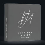 Modern Minimalist Grey Monogram Binder<br><div class="desc">Simple monogrammed binder features a modern design with brushed script initials on a grey background. Monogram initials are layered to create a unique design for you. Custom name presented in the lower thirds in simple stylish font with title role position or custom text. A modern binder for home or office,...</div>