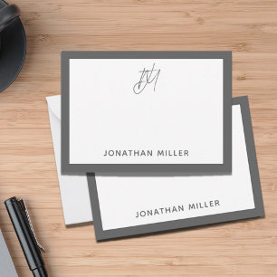 Modern Minimalist Grey Monogram Card