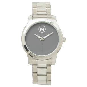 Modern Minimalist Grey Monogram Watch