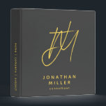 Modern Minimalist Grey Mustard Monogram Binder<br><div class="desc">Keep your documents organized in style with this modern and minimalist 3 ring binder. The mustard yellow monogram on a dark grey background gives it a trendy twist,  while the customizable monogram on the front adds a personal touch. Perfect for use at home,  school,  or in the office.</div>