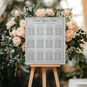 Modern Minimalist Grey Striped Wedding Seating Cha Acrylic Sign