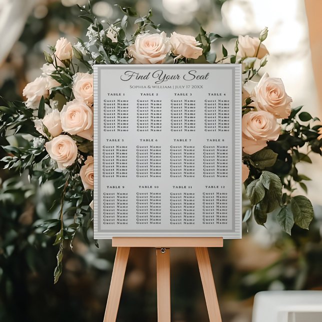 Modern Minimalist Grey Striped Wedding Seating Cha Acrylic Sign (Creator Uploaded)