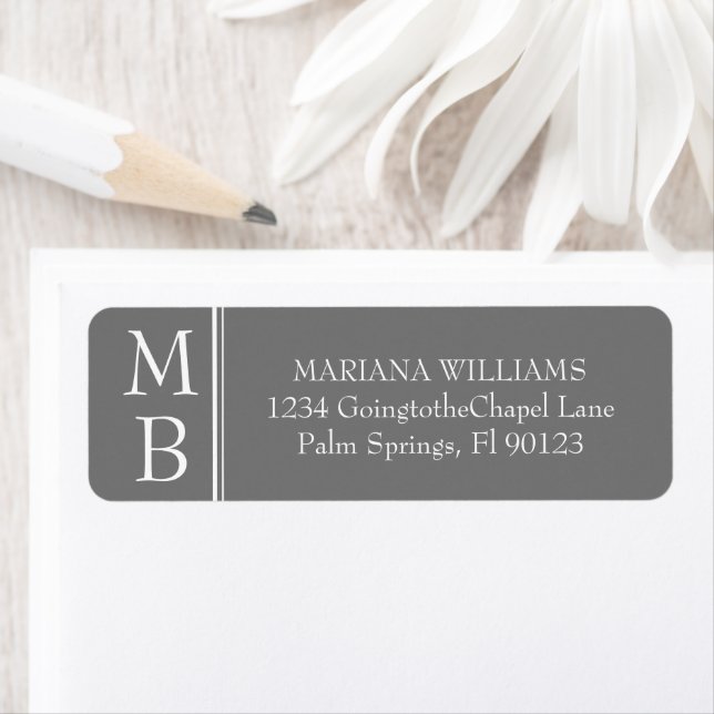 Modern Minimalist Grey Wedding Return Address (Insitu)