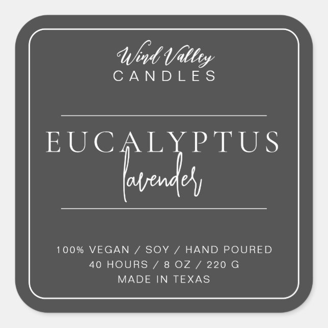 Modern minimalist grey white candle label (Front)