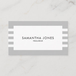 Modern Minimalist Grey White Stripes Freelancer Business Card