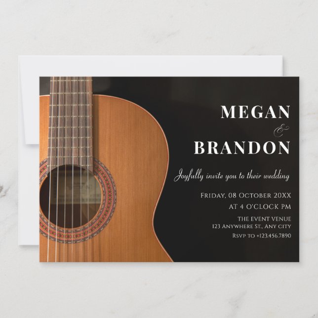 Modern minimalist guitar wedding invitation (Front)