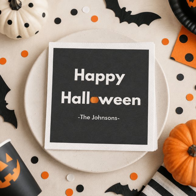 Modern Minimalist Halloween – Personalized Napkin (Creator Uploaded)