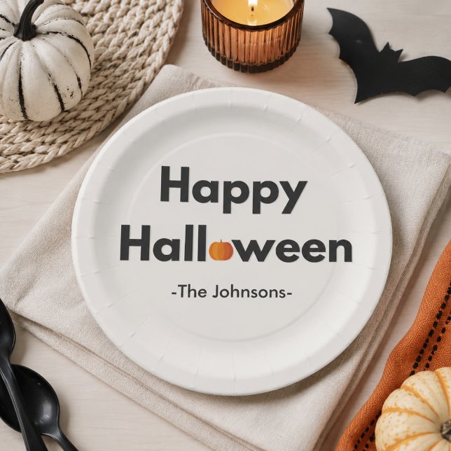 Modern Minimalist Halloween – Personalized Paper Plate (Creator Uploaded)
