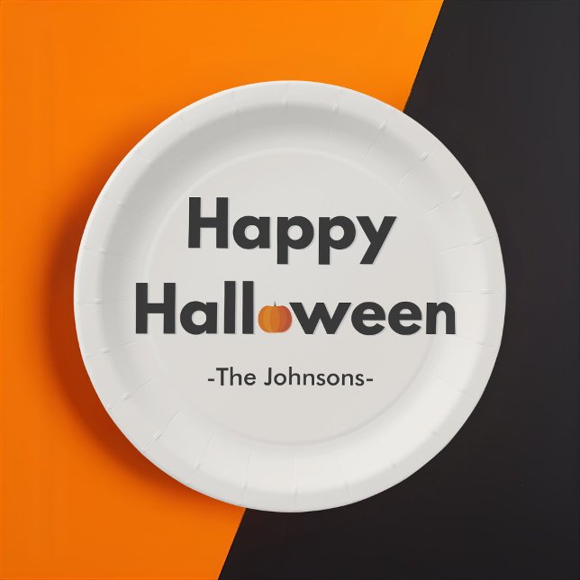 Modern Minimalist Halloween – Personalized Paper Plate (Creator Uploaded)