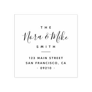 Modern minimalist hand-written family address rubber stamp