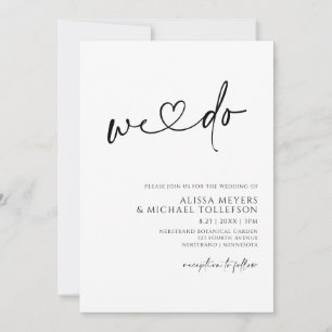 Modern Minimalist Handwriting Heart Wedding Invitation