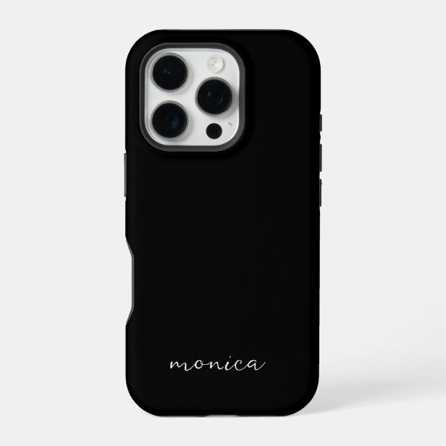 Modern Minimalist Handwriting Script Black iPhone Case (Back)