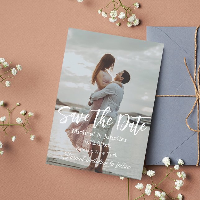 modern minimalist handwriting script photo  save the date (Creator Uploaded)
