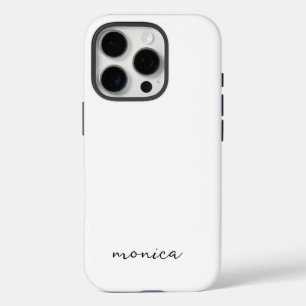 Modern Minimalist Handwriting Script White iPhone 16 Pro Case