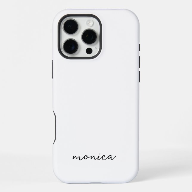Modern Minimalist Handwriting Script White iPhone Case (Back)