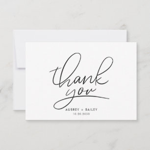 Modern Minimalist Handwriting Wedding Thank You Card