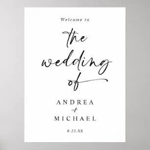 Modern Minimalist Handwriting Wedding Welcome Sign