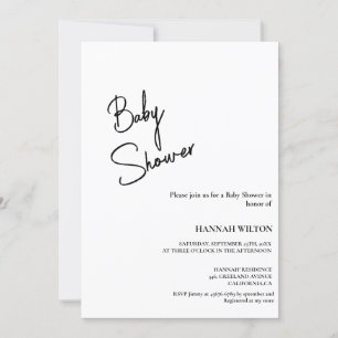 Modern Minimalist handwritten baby shower Invitation