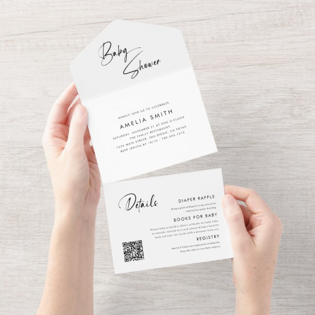 Modern Minimalist Handwritten Envelope All In One Invitation (Tearaway)