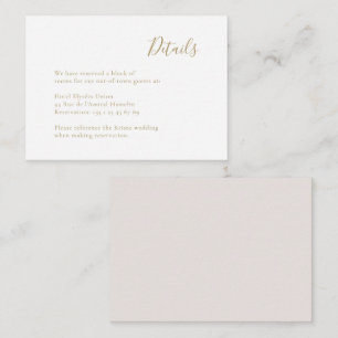 Modern Minimalist Handwritten Gold White Wedding  Enclosure Card