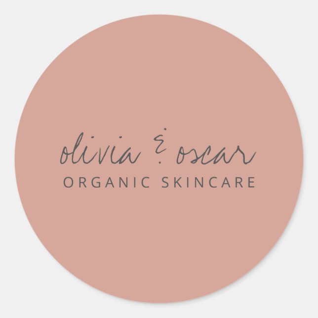 Modern Minimalist Handwritten Script Dusty Rose Classic Round Sticker (Front)