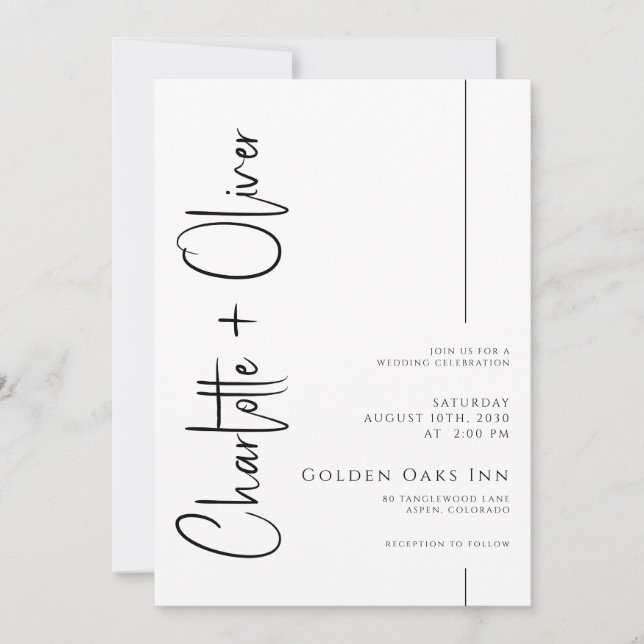 Modern Minimalist Handwritten Script Invitation (Front)