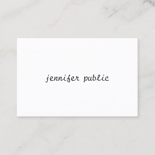 Modern Minimalist Handwritten Script Template Business Card (Front)