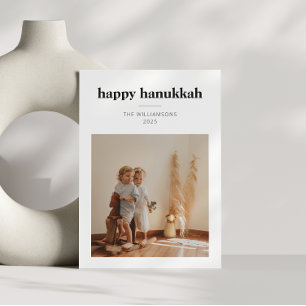 Modern Minimalist Hanukkah Photo Scandinavian Holiday Card