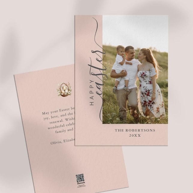 Modern Minimalist Happy Easter Greeting Card (Modern Minimalist Happy Easter Greeting Card on a white table.)