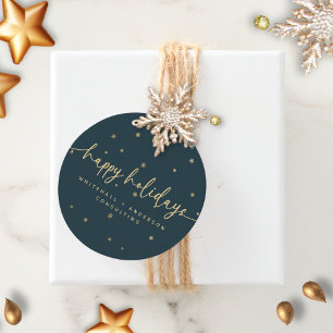 Modern Minimalist Happy Holidays Business Name Favour Tags