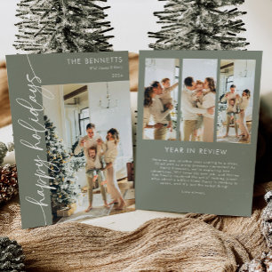 Modern Minimalist Happy Holidays Photo Collage Holiday Card