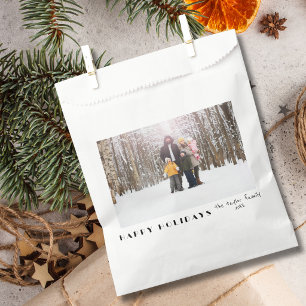 Modern Minimalist Happy Holidays Photo Favour Bag
