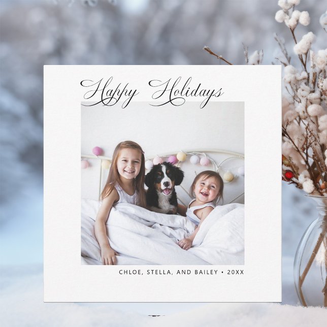 Modern Minimalist Happy Holidays Photo Holiday Card (Creator Uploaded)