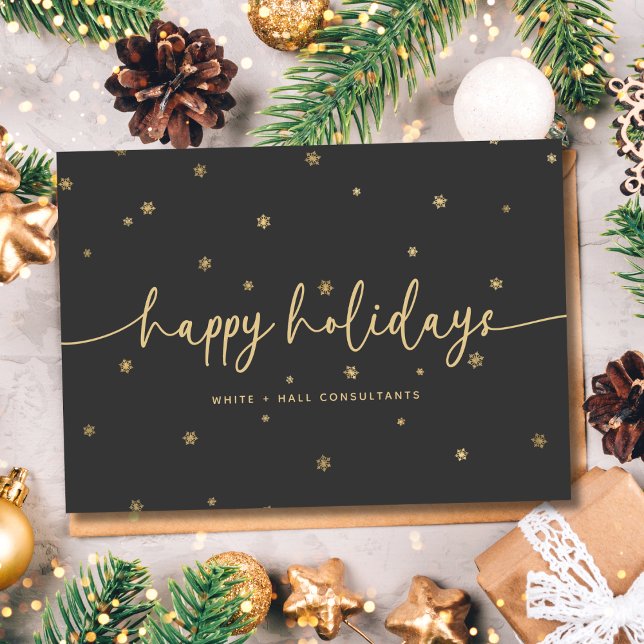Modern Minimalist Happy Holidays Script Business Holiday Card (Creator Uploaded)