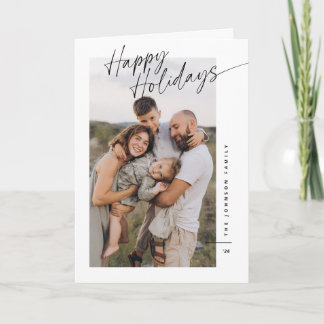 Modern Minimalist Happy Holidays Script Christmas Holiday Card