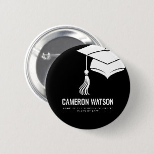 Modern Minimalist Hat and Tassel Graduation 2 Inch Round Button