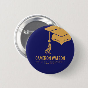 Modern Minimalist Hat and Tassel Graduation 2 Inch Round Button