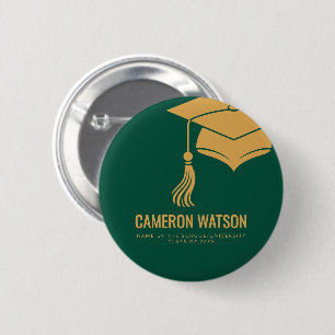Modern Minimalist Hat and Tassel Graduation 2 Inch Round Button