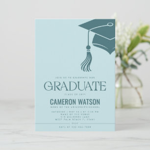Modern Minimalist Hat and Tassel Graduation Party Invitation
